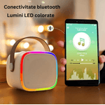 TV, Audio-Video si Foto - Portabile audio - Boxe portabile - Boxa Bluetooth Karaoke Cu 2 Microfoane Wireless, Lumini RGB, 4 Efecte Vocale, MicroSD Card, Type-C, Bej - Infinity.ro