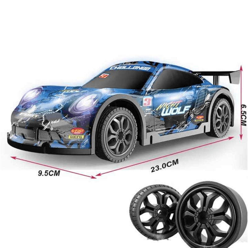 Jucarii, Copii si Bebe - Jucarii si jocuri - Vehicule si jucarii cu telecomanda - Masinute - Masina cu telecomanda  Drift Racing Car, corp luminos, roti rezerva, incarcare USB, acumulator inclus 3.7V - Infinity.ro