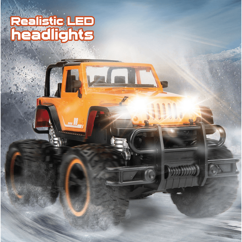 Jucarii, Copii si Bebe - Jucarii si jocuri - Vehicule si jucarii cu telecomanda - Masinute - Masina Mega Truck OFF ROAD cu telecomanda, lumini LED, incarcare USB, acumulator inclus,  26x9x15 cm - Infinity.ro