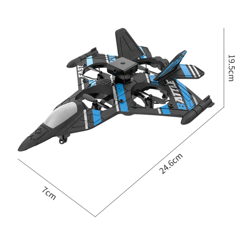 Jucarii, Copii si Bebe - Jucarii si jocuri - Vehicule si jucarii cu telecomanda - Elicoptere, avioane si nave de jucarie - Avion-Drona cu telecomanda, senzor obstacole, lumini LED, incarcare USB, acumulator inclus, 24.5x18x4.5 cm - Infinity.ro
