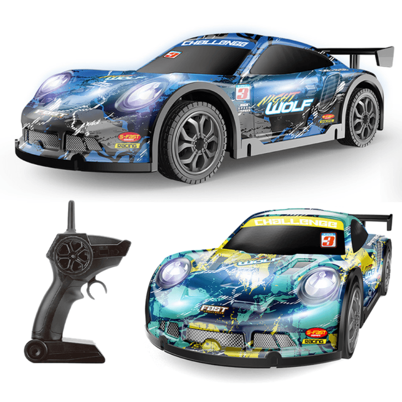 Jucarii, Copii si Bebe - Jucarii si jocuri - Vehicule si jucarii cu telecomanda - Masinute - Masina cu telecomanda  Drift Racing Car, corp luminos, roti rezerva, incarcare USB, acumulator inclus 3.7V - Infinity.ro