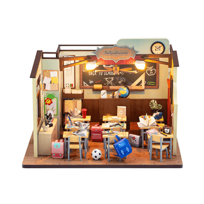 Jucarii, Copii si Bebe - Jucarii si jocuri - Jocuri si puzzle - Puzzle - Puzzle 3D, Casa de papusi in miniatura DIY, Back to School, 22x17x15.5cm - Infinity.ro