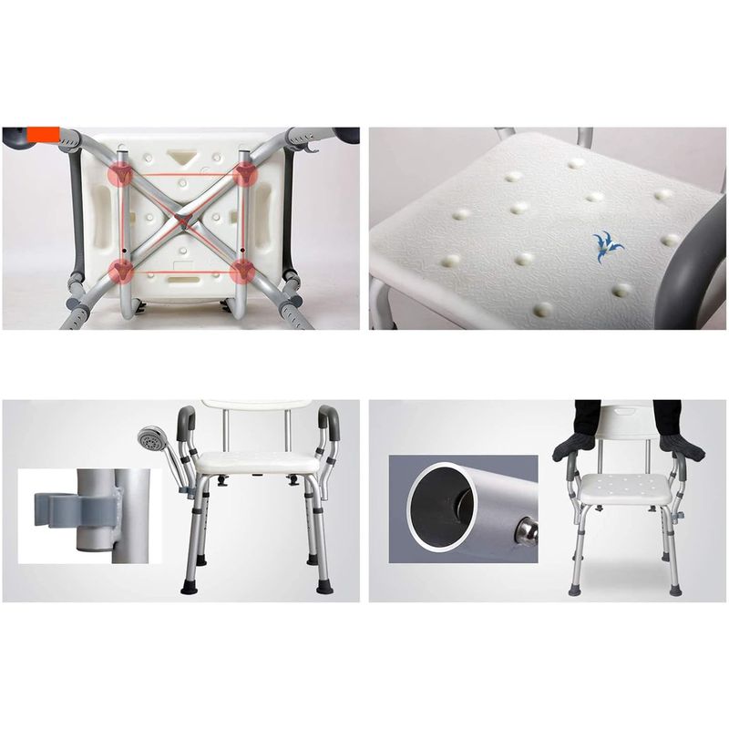 Casa si Gradina - Sanitare - Cazi si cabine de dus - Accesorii cada - Scaun de baie/dus aluminiu pentru varstnici, BLEKSY ®, reglabil pe inaltime, manere detasabile - Infinity.ro