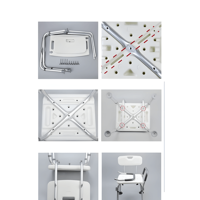 Casa si Gradina - Sanitare - Cazi si cabine de dus - Accesorii cada - Scaun de baie/dus aluminiu pentru varstnici, BLEKSY ®, reglabil pe inaltime, manere detasabile - Infinity.ro