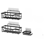 Casa si Gradina - Mobilier - Mobilier baie - Etajere baie - Raft de dus, etajera pentru baie, depozitare in bucatarie, set 3 buc, cu adeziv, fara gauri, BLEKSY® - Infinity.ro