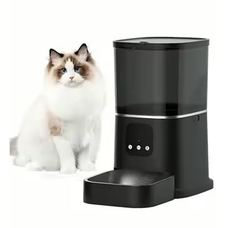 Petshop - Accesorii petshop - Castroane si adapatori - Hranitor Automat pentru Caini si Pisici, BLEKSY ®, 6L WiFi Camera Video Programabil, Aplicatie Mobil, Negru - Infinity.ro