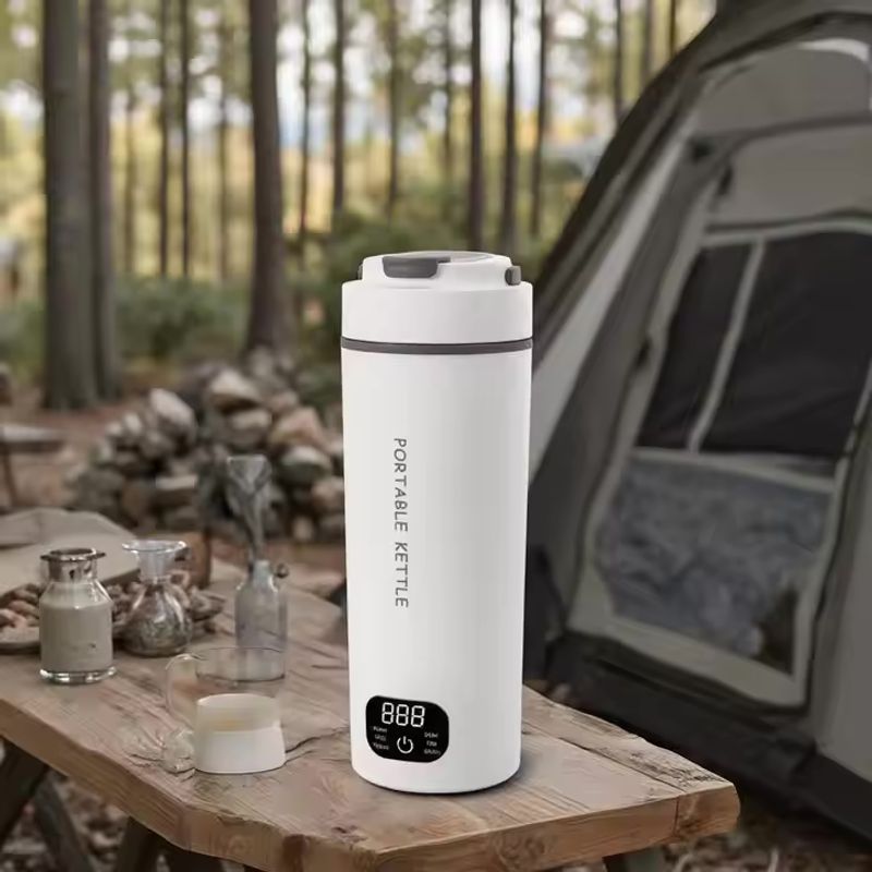 Electronice si Electrocasnice - Electrocasnice bucatarie - Preparare bauturi - Fierbatoare de apa - Fierbator portabil, BLEKSY®, Termos electric, inox, afisaj LCD, presetari de temperatura, cablu alimentare 220V, Alb - Infinity.ro