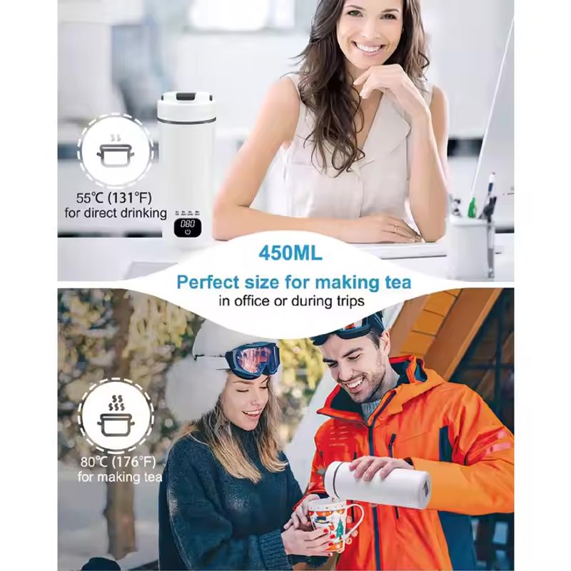 Electronice si Electrocasnice - Electrocasnice bucatarie - Preparare bauturi - Fierbatoare de apa - Fierbator portabil, BLEKSY®, Termos electric, inox, afisaj LCD, presetari de temperatura, cablu alimentare 220V, Alb - Infinity.ro