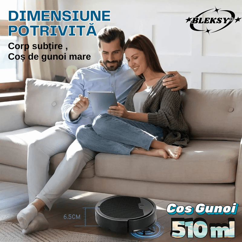 Electronice si Electrocasnice - Ingrijirea locuintei - Aspiratoare - Robot de aspirare inteligent BLEKSY® OB8s, recipient praf 400ml, control prin aplicatie, detectare obstacole, negru - Infinity.ro