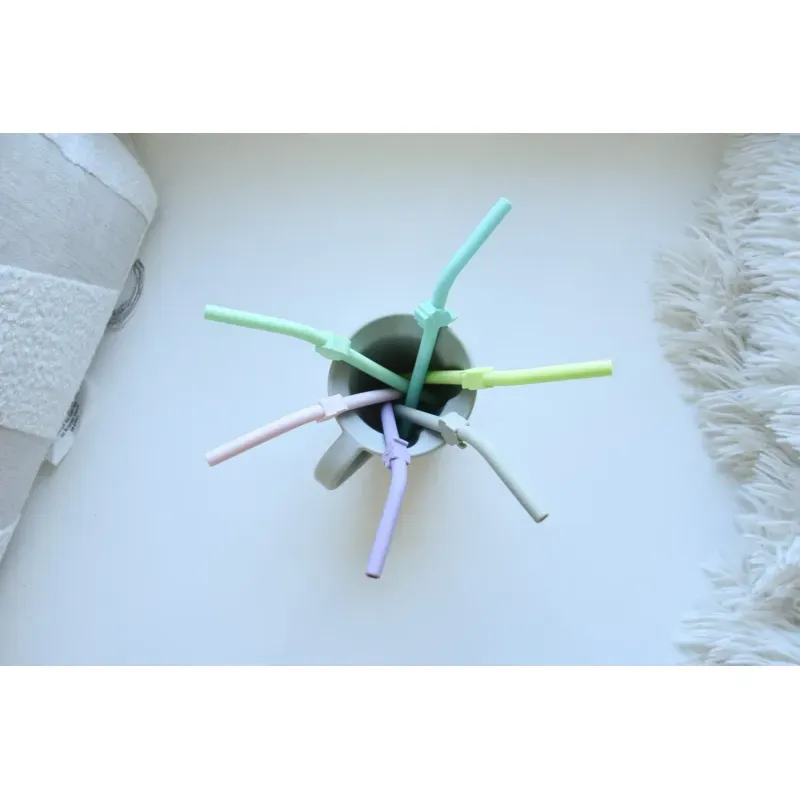 Jucarii, Copii si Bebe - Hrana si alaptare - Scaune de masa bebe - Set 6 Buc Paie Silicon Reutilizabile Model Animale Melii - Infinity.ro