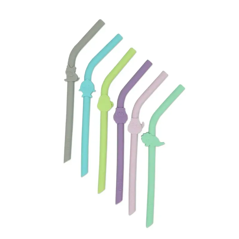 Jucarii, Copii si Bebe - Hrana si alaptare - Scaune de masa bebe - Set 6 Buc Paie Silicon Reutilizabile Model Animale Melii - Infinity.ro