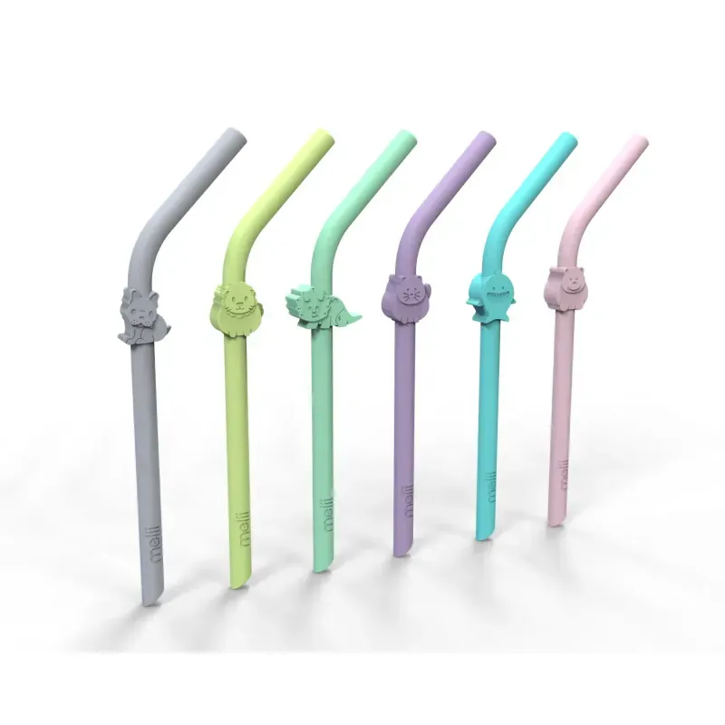 Jucarii, Copii si Bebe - Hrana si alaptare - Scaune de masa bebe - Set 6 Buc Paie Silicon Reutilizabile Model Animale Melii - Infinity.ro