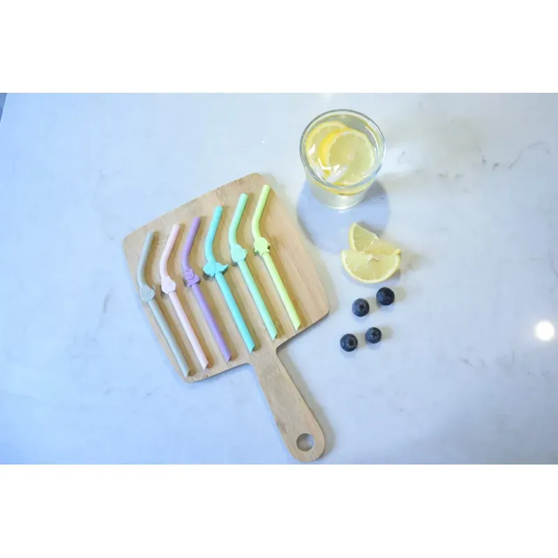 Jucarii, Copii si Bebe - Hrana si alaptare - Scaune de masa bebe - Set 6 Buc Paie Silicon Reutilizabile Model Animale Melii - Infinity.ro