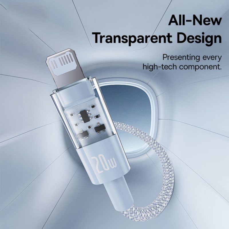 Laptop, Telefoane si Tablete - Telefoane mobile si accesorii - Accesorii Telefoane - Cabluri si adaptoare telefoane - Cablu USB-C la Lightning, Fast Charging 20W, 2m, A93, Nailon, Baseus Gem P10373001311 01, A93, Nailon, Galaxy Blue - Infinity.ro