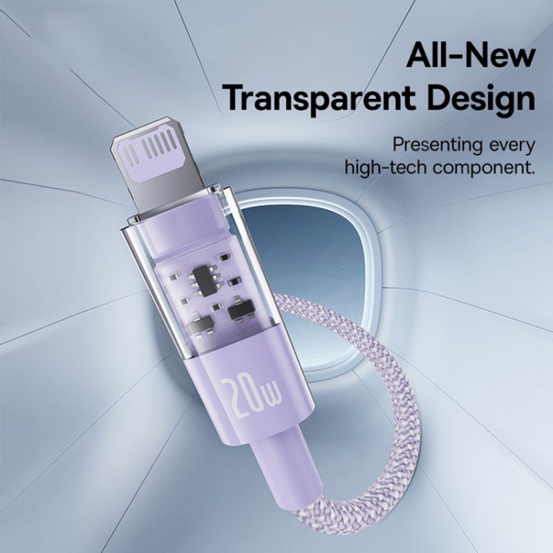 Laptop, Telefoane si Tablete - Telefoane mobile si accesorii - Accesorii Telefoane - Cabluri si adaptoare telefoane - Cablu USB-C la Lightning, Fast Charging 20W, 2m, A84, Nailon, Baseus Gem P10373001511 01, A84, Nailon, Nebula Purple - Infinity.ro