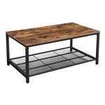 Casa si Gradina - Mobilier - Mese si birouri - Masute de cafea - Masa de cafea, Vasagle, cu raft depozitare, dreptunghiulara, pal si metal, maro rustic, 106x60x45 cm - Infinity.ro