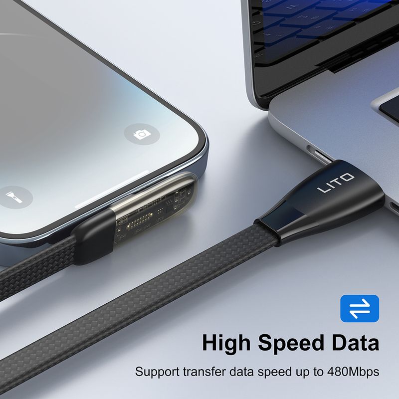 Laptop, Telefoane si Tablete - Telefoane mobile si accesorii - Accesorii Telefoane - Cabluri si adaptoare telefoane - Cablu de Date cu Mufe Type-C, 1m, X4, Nailon, Lito LD11, X4, Nailon, Black - Infinity.ro