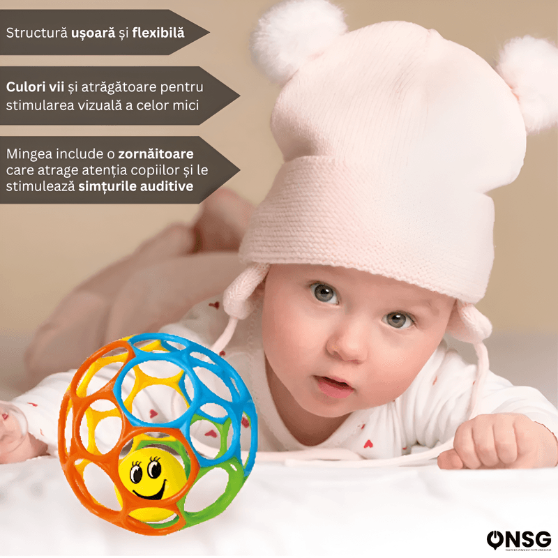 Jucarii, Copii si Bebe - Jucarii si jocuri - Jucarii bebelusi - Jucarii interactive bebelusi - Minge BouncySilico cu Zornaitoare pentru Bebelusi by ONSG®, Silicon Non-Toxic FREE BPA, Jucarie Sigura pentru Copii - Infinity.ro