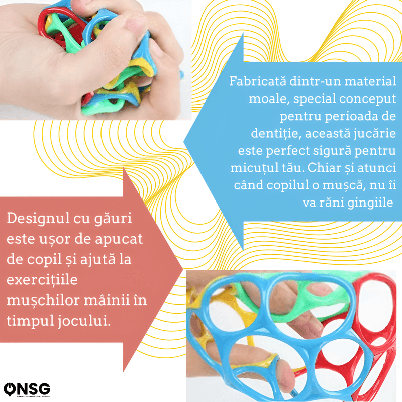 Jucarii, Copii si Bebe - Jucarii si jocuri - Jucarii bebelusi - Jucarii interactive bebelusi - Minge BouncySilico cu Zornaitoare pentru Bebelusi by ONSG®, Silicon Non-Toxic FREE BPA, Jucarie Sigura pentru Copii - Infinity.ro