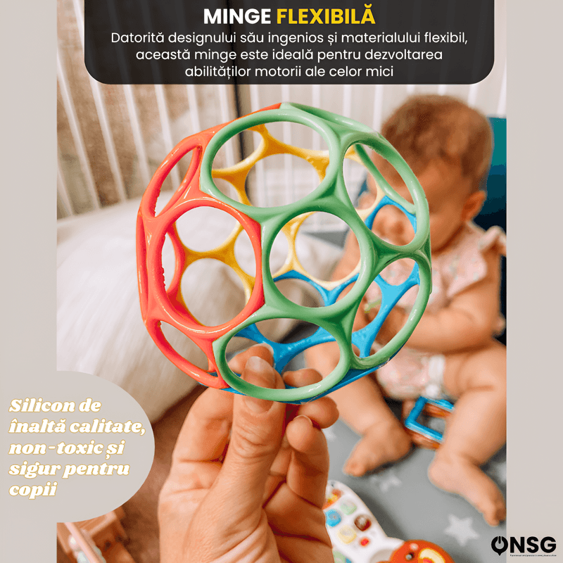 Jucarii, Copii si Bebe - Jucarii si jocuri - Jucarii bebelusi - Jucarii interactive bebelusi - Minge BouncySilico cu Zornaitoare pentru Bebelusi by ONSG®, Silicon Non-Toxic FREE BPA, Jucarie Sigura pentru Copii - Infinity.ro