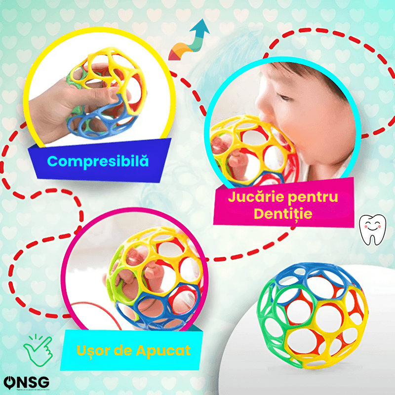 Jucarii, Copii si Bebe - Jucarii si jocuri - Jucarii bebelusi - Jucarii interactive bebelusi - Minge BouncySilico cu Zornaitoare pentru Bebelusi by ONSG®, Silicon Non-Toxic FREE BPA, Jucarie Sigura pentru Copii - Infinity.ro