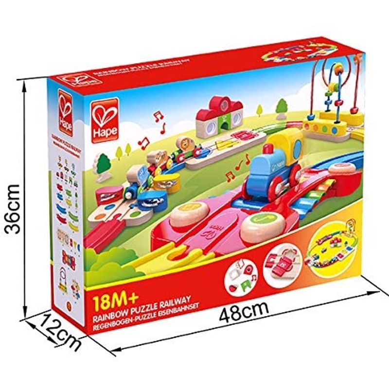 Jucarii, Copii si Bebe - Jucarii si jocuri - Jucarii bebelusi - Jucarii interactive bebelusi - Hape sina de tren curcubeu - Infinity.ro