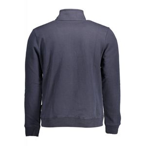 Bluza cu fermoar barbati, cu mini logo brodat, Regular fit, bleumarin, M