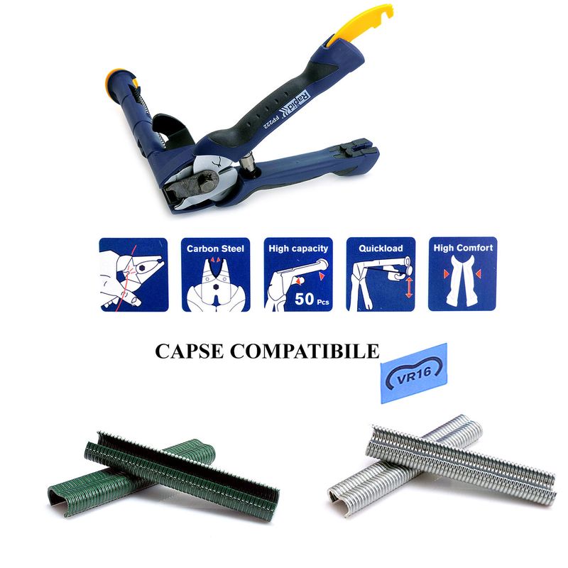 Casa si Gradina - Constructii - Scule de mana si unelte - Clesti si patenti - Cleste de legat gardul, cu capse, sarma si magazie, VR16, Rapid - Infinity.ro