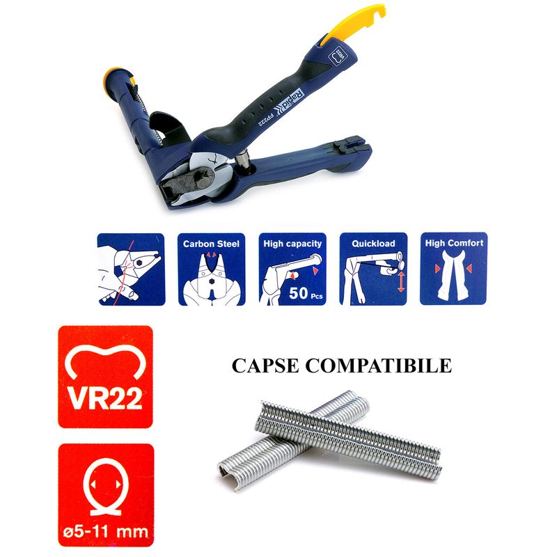 Casa si Gradina - Constructii - Scule de mana si unelte - Clesti si patenti - Cleste de legat gardul, cu capse, sarma si magazie, VR22, Rapid - Infinity.ro