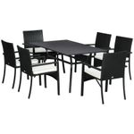Casa si Gradina - Gradina si terasa - Mobilier exterior - Seturi mobila gradina - Set mobilier gradina/terasa, negru si bej, ratan sintetic, 1 masa, 6 scaune, lynna - Infinity.ro
