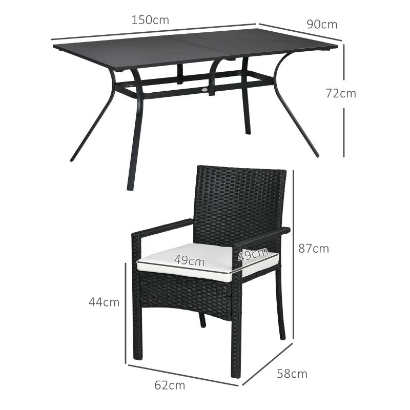 Casa si Gradina - Gradina si terasa - Mobilier exterior - Seturi mobila gradina - Set mobilier gradina/terasa, negru si bej, ratan sintetic, 1 masa, 6 scaune, lynna - Infinity.ro