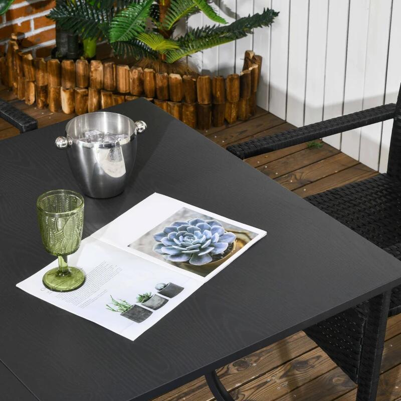 Casa si Gradina - Gradina si terasa - Mobilier exterior - Seturi mobila gradina - Set mobilier gradina/terasa, negru si bej, ratan sintetic, 1 masa, 6 scaune, lynna - Infinity.ro