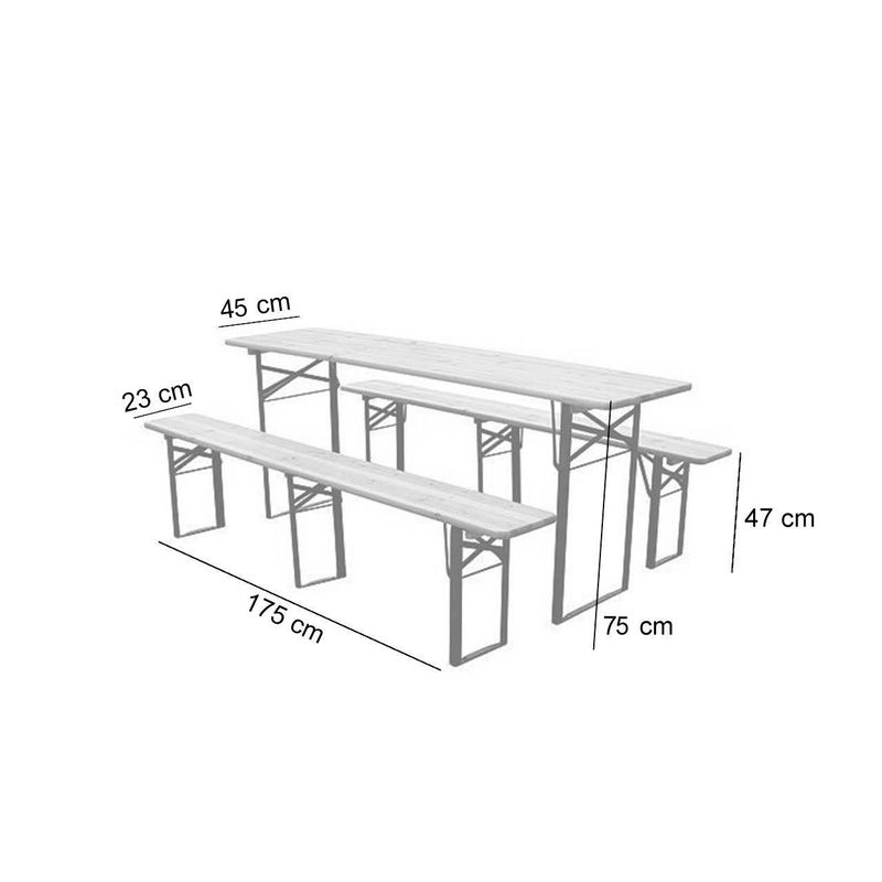 Casa si Gradina - Gradina si terasa - Mobilier exterior - Seturi mobila gradina - Set mobilier gradina/terasa, pliabil, 1 masa, 2 banci, 175 cm, dortmund - Infinity.ro