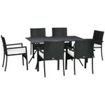 Casa si Gradina - Gradina si terasa - Mobilier exterior - Seturi mobila gradina - Set mobilier gradina/terasa, negru si bej, ratan sintetic, 1 masa, 6 scaune, lynna - Infinity.ro