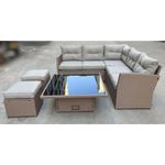 Casa si Gradina - Gradina si terasa - Mobilier exterior - Seturi mobila gradina - Set mobilier gradina/terasa, poliratan, maro si crem, 1 masa, 2 tabureti, 1 canapea colt, chomik, cassy - Infinity.ro