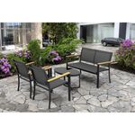 Casa si Gradina - Gradina si terasa - Mobilier exterior - Seturi mobila gradina - Set mobilier gradina/terasa, negru si natur, 1 masa, 2 scaune, 1 canapea, jumi - Infinity.ro