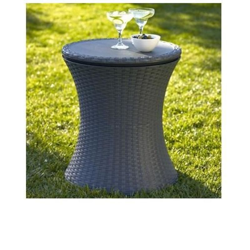 Casa si Gradina - Gradina si terasa - Mobilier exterior - Mese gradina - Masa/bar, ratan sintetic, inaltime reglabila, cu container gheata, maro, 49x57/82 cm - Infinity.ro