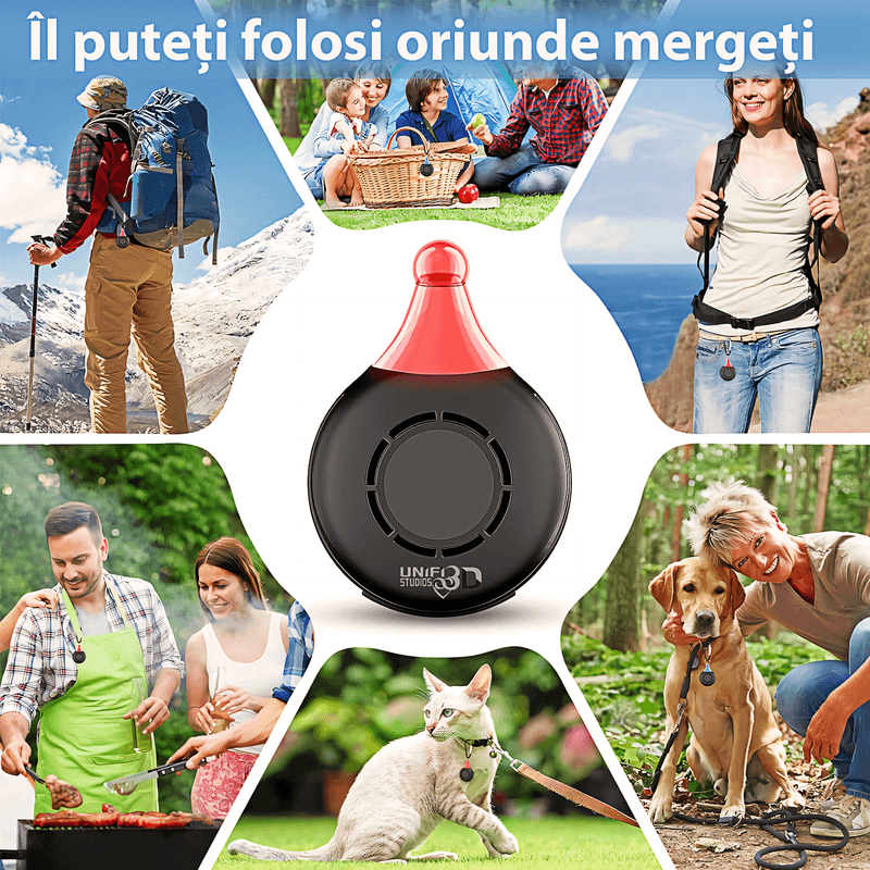 Market - Curatenie si intretinere casa - Produse menaj - Insecticide si capcane - Dispozitiv Ultrasonic Portabil Antiparaziti Reincarcabil pentru Animale si Copii – Fara Chimicale, Sigur & Eficient - Infinity.ro