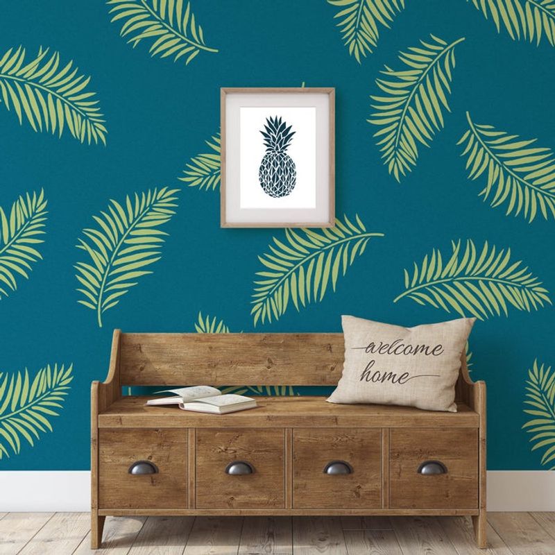 Casa si Gradina - Decoratiuni - DIY - Sabloane decorative pereti - Sablon Perete vopsire, tencuiala 900x600x0.7mm Single Palm Leaf Refolosibil, model MXSP7060 - Infinity.ro