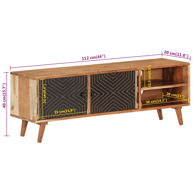 Casa si Gradina - Mobilier - Comode si corpuri - Comode - Comoda TV, 112x30x40 cm, lemn masiv de acacia - Infinity.ro