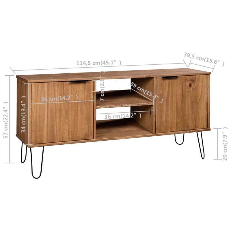 Casa si Gradina - Mobilier - Comode si corpuri - Comode - Comoda TV New York, natural, lemn masiv de pin - Infinity.ro