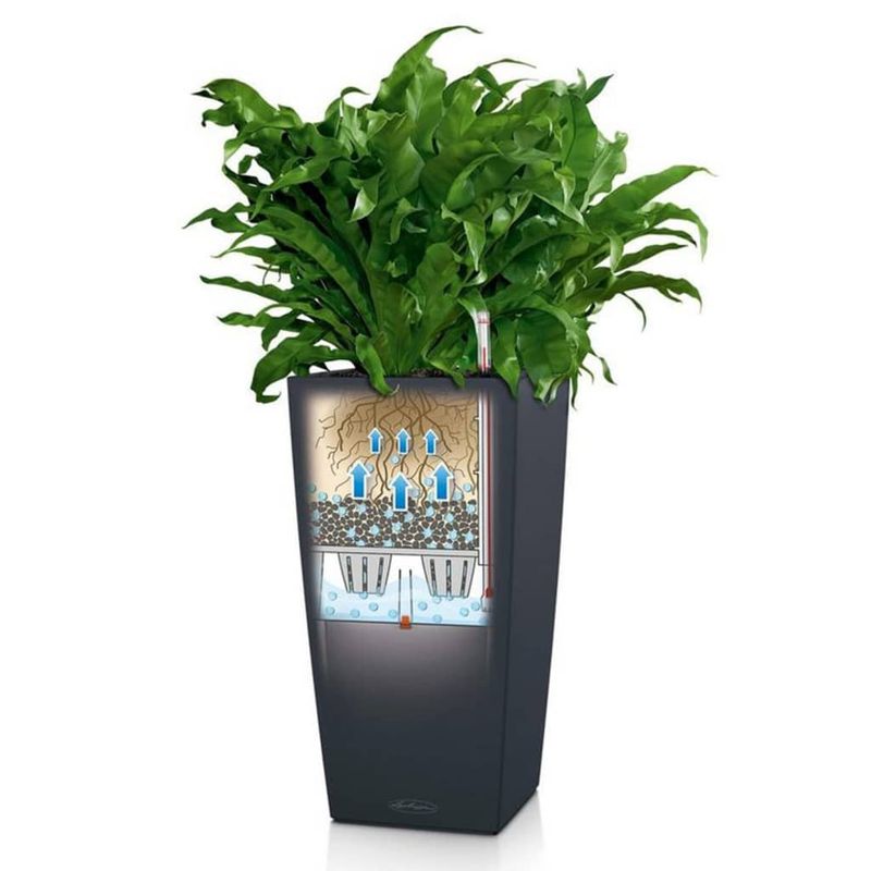 Casa si Gradina - Gradinarit si plante - Plante si ghivece - Ghivece si suporturi - LECHUZA Jardiniera CUBICO Color 22 ALL-IN-ONE, ardezie - Infinity.ro