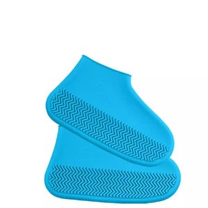 Husa de ploaie reutilizabila pentru pantofi, din silicon, anti-alunecare, albastru
