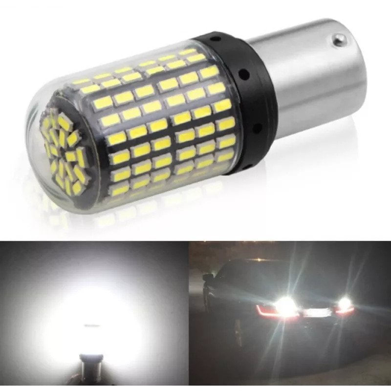 Auto si Moto - Electrice auto - Iluminare si semnalizare - Becuri auto - Set 2 Becuri LED pentru Marsarier lumina Alb Rece 6000 K Alb Pur P21W BA15S 144 SMD - Infinity.ro