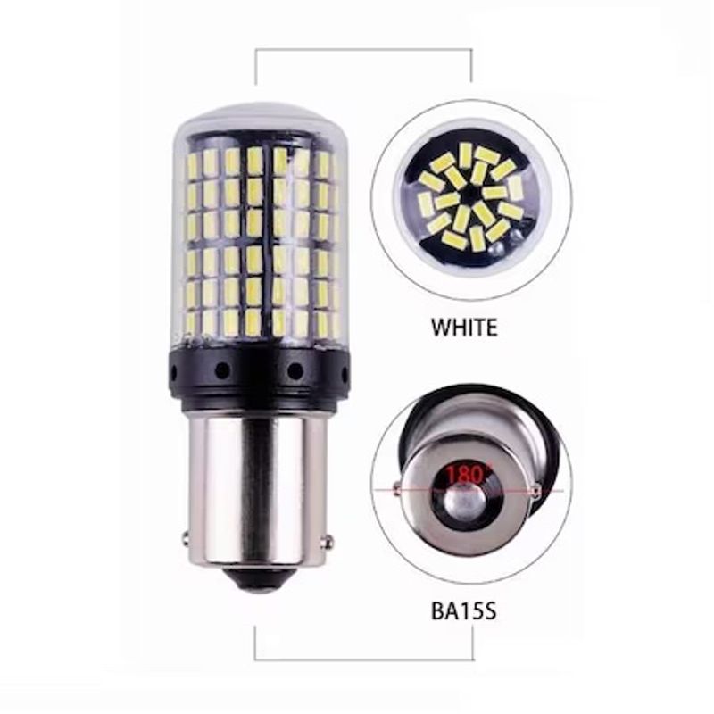 Auto si Moto - Electrice auto - Iluminare si semnalizare - Becuri auto - Set 2 Becuri LED pentru Marsarier lumina Alb Rece 6000 K Alb Pur P21W BA15S 144 SMD - Infinity.ro