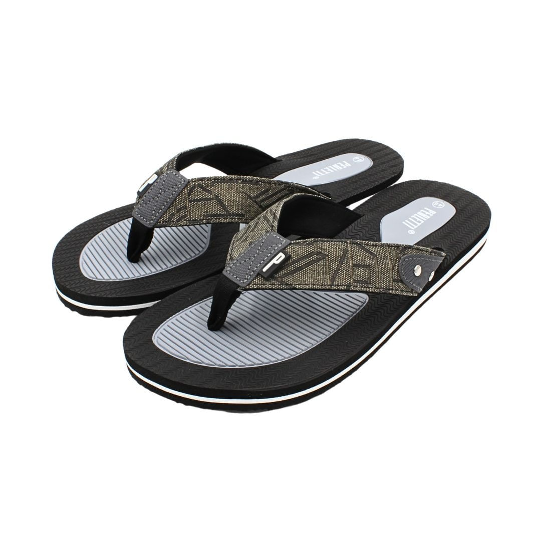 Slapi flip-flop barbati, Perletti, negru cu gri