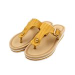 Fashion, accesorii si bijuterii - Femei - Incaltaminte femei - Slapi si papuci femei - Papuci de Dama Perletti – Wedge Flip-Flop 4cm, cu platforma si textura impletita, 38 EU - Infinity.ro