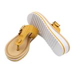 Fashion, accesorii si bijuterii - Femei - Incaltaminte femei - Slapi si papuci femei - Papuci de Dama Perletti – Wedge Flip-Flop 4cm, cu platforma si textura impletita, 38 EU - Infinity.ro