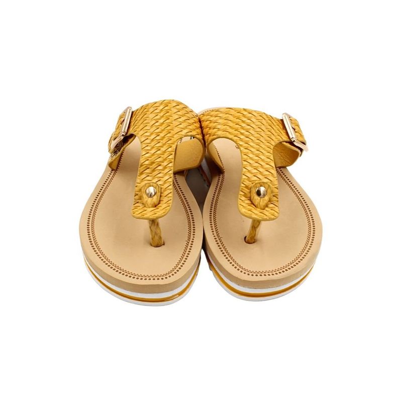Fashion, accesorii si bijuterii - Femei - Incaltaminte femei - Slapi si papuci femei - Papuci de Dama Perletti – Wedge Flip-Flop 4cm, cu platforma si textura impletita, 40 EU - Infinity.ro