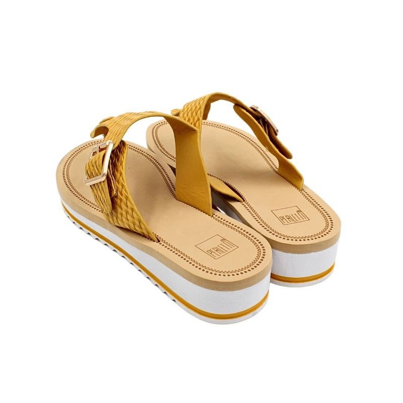 Fashion, accesorii si bijuterii - Femei - Incaltaminte femei - Slapi si papuci femei - Papuci de Dama Perletti – Wedge Flip-Flop 4cm, cu platforma si textura impletita, 39 EU - Infinity.ro